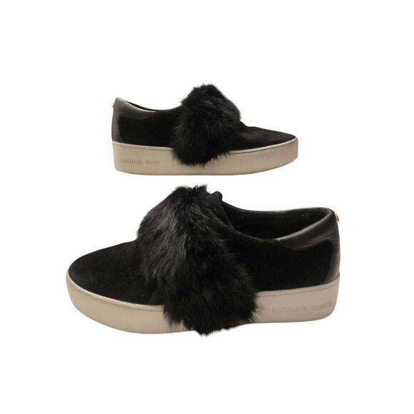 Michael Michael Kors Maven Women's Size 8.5M Black Rabbit Fur Velcro Sneaker - Picture 4 of 9